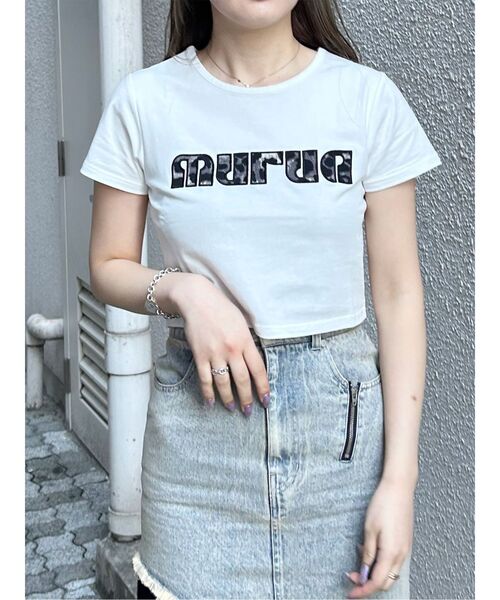 MURUA（ムルーア）の「パターンロゴパッチTシャツ（Tシャツ/カットソー・レディース・ブラック/ブルー/ピンク/ホワイト・FREE）」の6枚目の写真