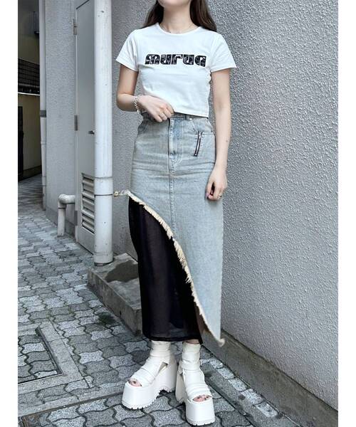 MURUA（ムルーア）の「パターンロゴパッチTシャツ（Tシャツ/カットソー・レディース・ブラック/ブルー/ピンク/ホワイト・FREE）」の9枚目の写真