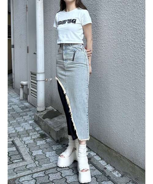 MURUA（ムルーア）の「パターンロゴパッチTシャツ（Tシャツ/カットソー・レディース・ブラック/ブルー/ピンク/ホワイト・FREE）」の10枚目の写真