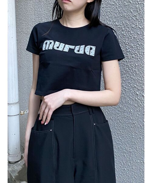 MURUA（ムルーア）の「パターンロゴパッチTシャツ（Tシャツ/カットソー・レディース・ブラック/ブルー/ピンク/ホワイト・FREE）」の12枚目の写真