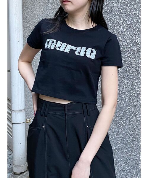 MURUA（ムルーア）の「パターンロゴパッチTシャツ（Tシャツ/カットソー・レディース・ブラック/ブルー/ピンク/ホワイト・FREE）」の13枚目の写真