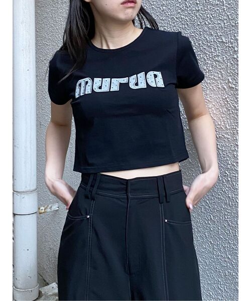 MURUA（ムルーア）の「パターンロゴパッチTシャツ（Tシャツ/カットソー・レディース・ブラック/ブルー/ピンク/ホワイト・FREE）」の14枚目の写真