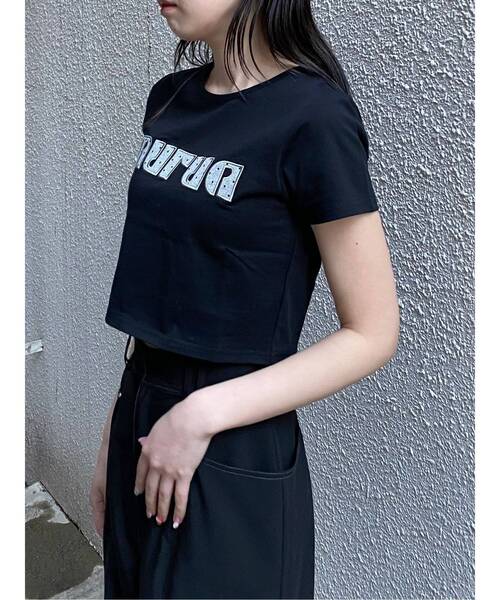 MURUA（ムルーア）の「パターンロゴパッチTシャツ（Tシャツ/カットソー・レディース・ブラック/ブルー/ピンク/ホワイト・FREE）」の15枚目の写真