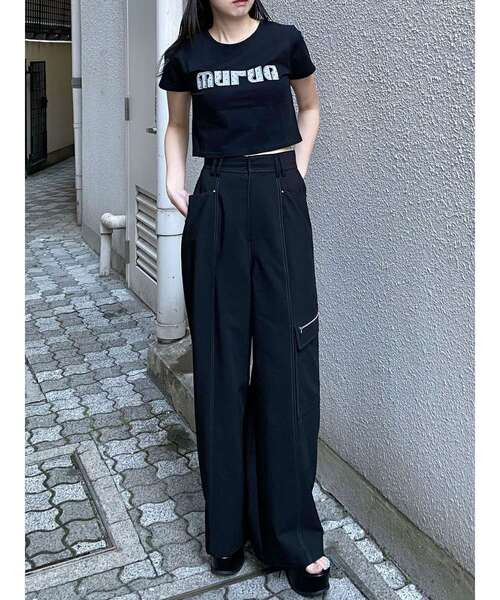 MURUA（ムルーア）の「パターンロゴパッチTシャツ（Tシャツ/カットソー・レディース・ブラック/ブルー/ピンク/ホワイト・FREE）」の17枚目の写真