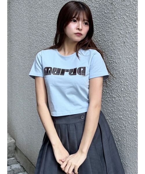 MURUA（ムルーア）の「パターンロゴパッチTシャツ（Tシャツ/カットソー・レディース・ブラック/ブルー/ピンク/ホワイト・FREE）」の18枚目の写真