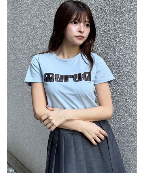 MURUA（ムルーア）の「パターンロゴパッチTシャツ（Tシャツ/カットソー・レディース・ブラック/ブルー/ピンク/ホワイト・FREE）」の19枚目の写真