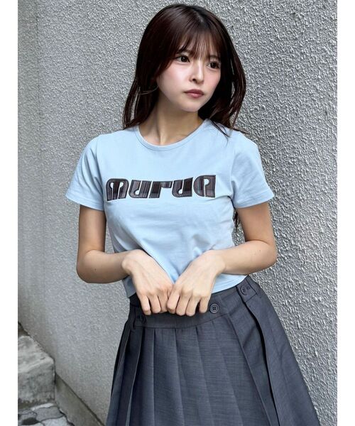 MURUA（ムルーア）の「パターンロゴパッチTシャツ（Tシャツ/カットソー・レディース・ブラック/ブルー/ピンク/ホワイト・FREE）」の20枚目の写真