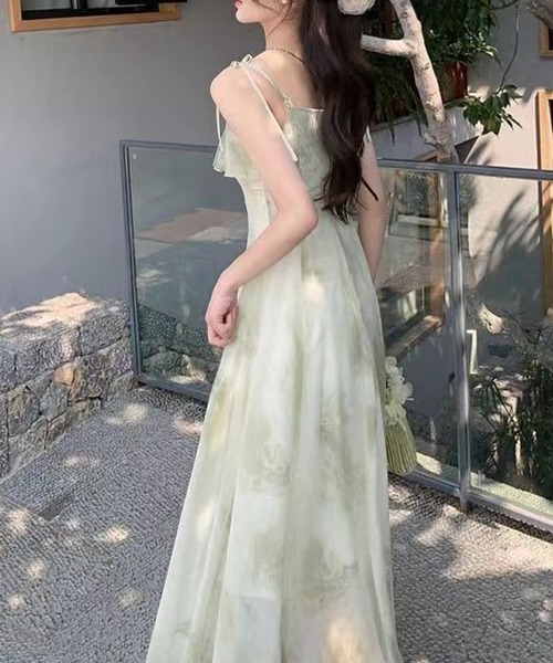 SallyLunn(サリーラン)の「シアーニュアンス柄キャミフレアワンピース(ワンピース・レディース・グリーン・MEDIUM/LARGE)」の4枚目の写真