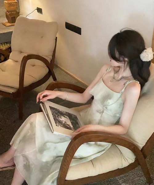 SallyLunn(サリーラン)の「シアーニュアンス柄キャミフレアワンピース(ワンピース・レディース・グリーン・MEDIUM/LARGE)」の8枚目の写真