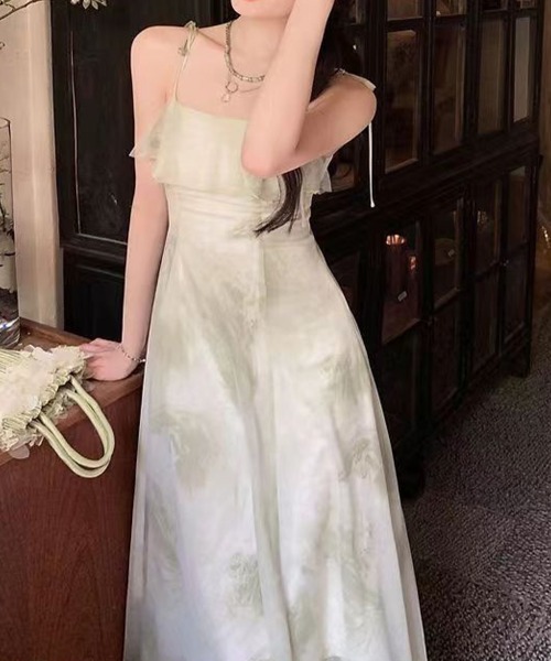 SallyLunn(サリーラン)の「シアーニュアンス柄キャミフレアワンピース(ワンピース・レディース・グリーン・MEDIUM/LARGE)」の10枚目の写真