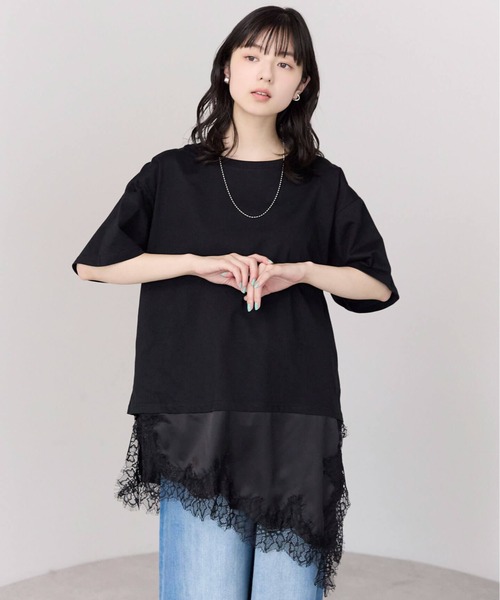 pocket(ポケット)の「レースドッキングTシャツ(Tシャツ/カットソー・レディース・ブラウン/ブラック/オフホワイト・FREE)」の17枚目の写真