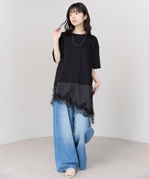 pocket(ポケット)の「レースドッキングTシャツ(Tシャツ/カットソー・レディース・ブラウン/ブラック/オフホワイト・FREE)」の21枚目の写真