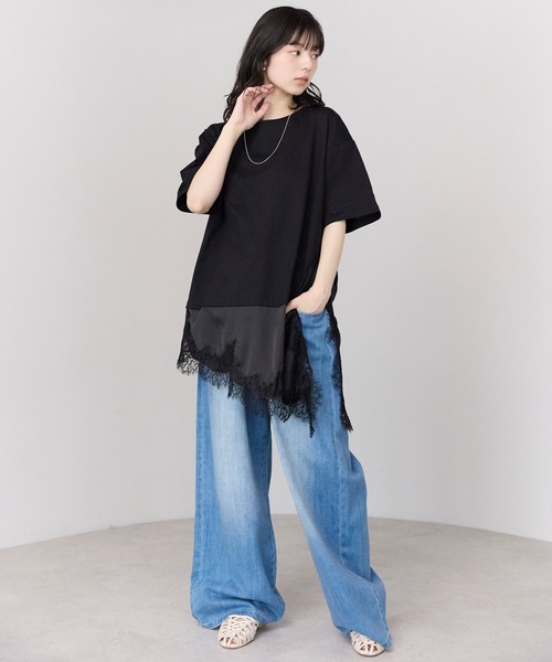 pocket(ポケット)の「レースドッキングTシャツ(Tシャツ/カットソー・レディース・ブラウン/ブラック/オフホワイト・FREE)」の22枚目の写真