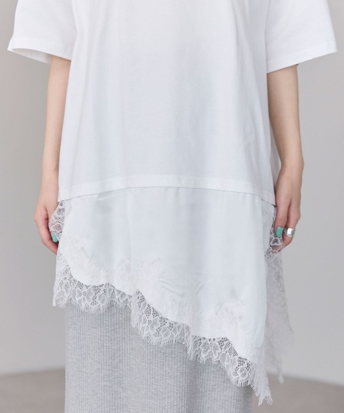 pocket(ポケット)の「レースドッキングTシャツ(Tシャツ/カットソー・レディース・ブラウン/ブラック/オフホワイト・FREE)」の13枚目の写真