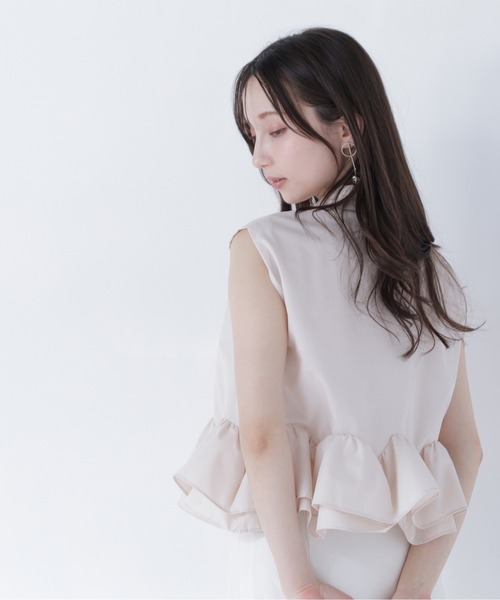 NATURAL BEAUTY BASIC（ナチュラルビューティーベーシック）の「ヘムフリルシャツブラウス（シャツ/ブラウス・レディース・ネイビー/ブルー系その他/ベージュ・ﾌﾘ-）」の11枚目の写真