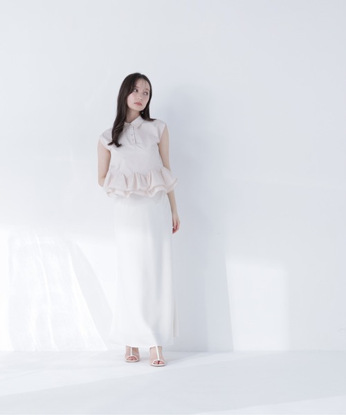 NATURAL BEAUTY BASIC（ナチュラルビューティーベーシック）の「ヘムフリルシャツブラウス（シャツ/ブラウス・レディース・ネイビー/ブルー系その他/ベージュ・ﾌﾘ-）」の14枚目の写真