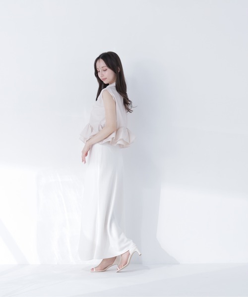 NATURAL BEAUTY BASIC（ナチュラルビューティーベーシック）の「ヘムフリルシャツブラウス（シャツ/ブラウス・レディース・ネイビー/ブルー系その他/ベージュ・ﾌﾘ-）」の16枚目の写真