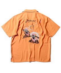 HOUSTON ヒューストン TIGER&DRAGON / FUJIN&RAIJIN / EMB SOUVENIR S/S SHIRT 虎龍 風神雷神 和柄 刺繍 オープンカラーシャツ / スーベニアシャツ / スカシャツ / 開襟シャツ