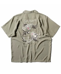 HOUSTON ヒューストン TIGER&DRAGON / FUJIN&RAIJIN / EMB SOUVENIR S/S SHIRT 虎龍 風神雷神 和柄 刺繍 オープンカラーシャツ / スーベニアシャツ / スカシャツ / 開襟シャツ