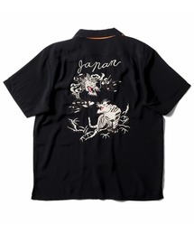 HOUSTON ヒューストン TIGER&DRAGON / FUJIN&RAIJIN / EMB SOUVENIR S/S SHIRT 虎龍 風神雷神 和柄 刺繍 オープンカラーシャツ / スーベニアシャツ / スカシャツ / 開襟シャツ