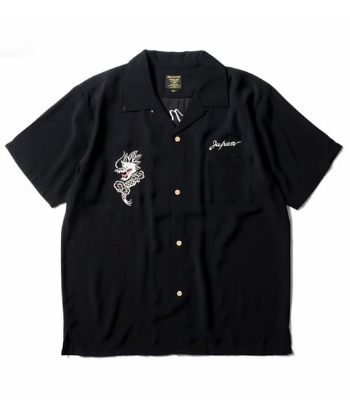 HOUSTON(ヒューストン)の「HOUSTON ヒューストン TIGER&DRAGON / FUJIN&RAIJIN / EMB SOUVENIR S/S SHIRT 虎龍 風神雷神 和柄 刺繍 オープンカラーシャツ / スーベニアシャツ / スカシャツ / 開襟シャツ(シャツ/ブラウス・メンズ・オレンジ系その他/ブラック系その他/オレンジ/ブルー系その他/オリーブ/ブラック・M/XL/L)」の9枚目の写真