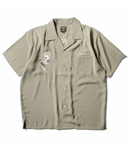 HOUSTON(ヒューストン)の「HOUSTON ヒューストン TIGER&DRAGON / FUJIN&RAIJIN / EMB SOUVENIR S/S SHIRT 虎龍 風神雷神 和柄 刺繍 オープンカラーシャツ / スーベニアシャツ / スカシャツ / 開襟シャツ(シャツ/ブラウス・メンズ・オレンジ系その他/ブラック系その他/オレンジ/ブルー系その他/オリーブ/ブラック・M/XL/L)」の11枚目の写真