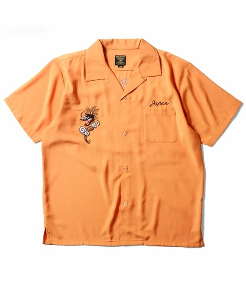 HOUSTON(ヒューストン)の「HOUSTON ヒューストン TIGER&DRAGON / FUJIN&RAIJIN / EMB SOUVENIR S/S SHIRT 虎龍 風神雷神 和柄 刺繍 オープンカラーシャツ / スーベニアシャツ / スカシャツ / 開襟シャツ(シャツ/ブラウス・メンズ・オレンジ系その他/ブラック系その他/オレンジ/ブルー系その他/オリーブ/ブラック・M/XL/L)」の13枚目の写真