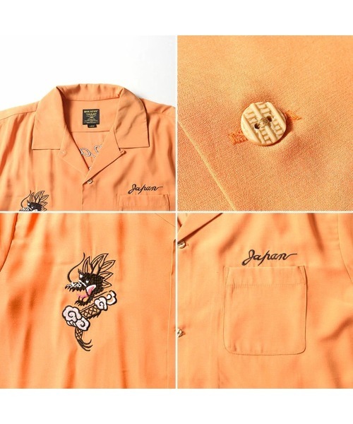 HOUSTON(ヒューストン)の「HOUSTON ヒューストン TIGER&DRAGON / FUJIN&RAIJIN / EMB SOUVENIR S/S SHIRT 虎龍 風神雷神 和柄 刺繍 オープンカラーシャツ / スーベニアシャツ / スカシャツ / 開襟シャツ(シャツ/ブラウス・メンズ・オレンジ系その他/ブラック系その他/オレンジ/ブルー系その他/オリーブ/ブラック・M/XL/L)」の15枚目の写真