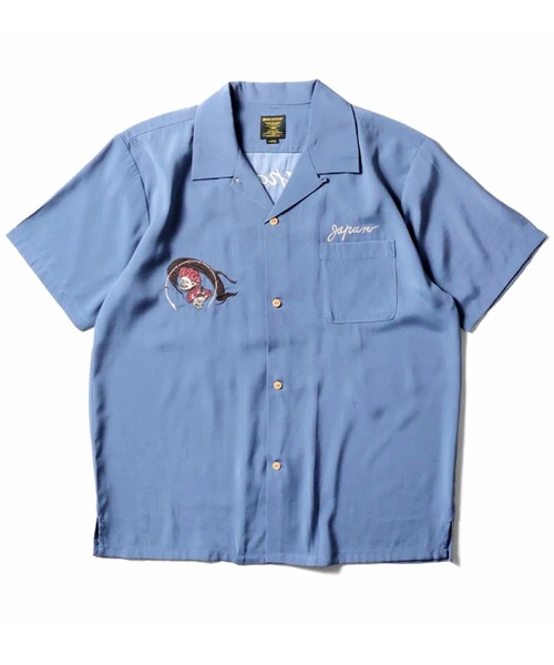 HOUSTON(ヒューストン)の「HOUSTON ヒューストン TIGER&DRAGON / FUJIN&RAIJIN / EMB SOUVENIR S/S SHIRT 虎龍 風神雷神 和柄 刺繍 オープンカラーシャツ / スーベニアシャツ / スカシャツ / 開襟シャツ(シャツ/ブラウス・メンズ・オレンジ系その他/ブラック系その他/オレンジ/ブルー系その他/オリーブ/ブラック・M/XL/L)」の19枚目の写真