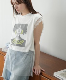 チュールレイヤードプリントTシャツ