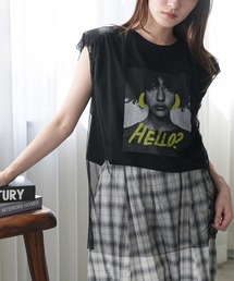 チュールレイヤードプリントTシャツ