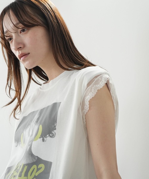 mili an deni（ミリアンデニ）の「チュールレイヤードプリントTシャツ（Tシャツ/カットソー・レディース・オフホワイト/ブラック・M）」の17枚目の写真