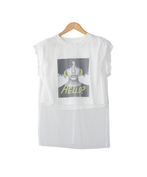 mili an deni（ミリアンデニ）の「チュールレイヤードプリントTシャツ（Tシャツ/カットソー・レディース・オフホワイト/ブラック・M）」の14枚目の写真
