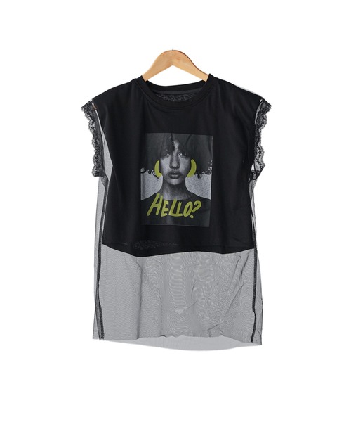 mili an deni（ミリアンデニ）の「チュールレイヤードプリントTシャツ（Tシャツ/カットソー・レディース・オフホワイト/ブラック・M）」の15枚目の写真