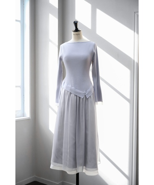 Her lip to(ハーリップトゥー)の「Chiffon Knit Docking Dress(ワンピース・レディース・ブルー系・S/M)」の5枚目の写真