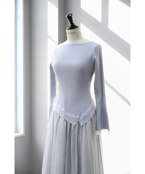 Her lip to(ハーリップトゥー)の「Chiffon Knit Docking Dress(ワンピース・レディース・ブルー系・S/M)」の4枚目の写真