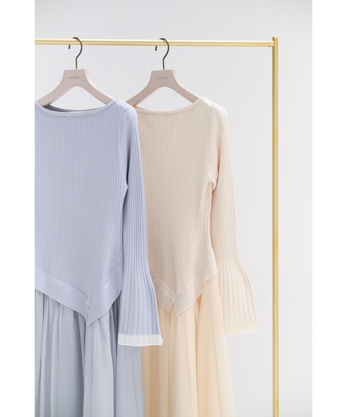 Her lip to(ハーリップトゥー)の「Chiffon Knit Docking Dress(ワンピース・レディース・ブルー系・S/M)」の3枚目の写真