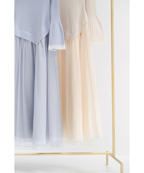 Her lip to(ハーリップトゥー)の「Chiffon Knit Docking Dress(ワンピース・レディース・ブルー系・S/M)」の2枚目の写真