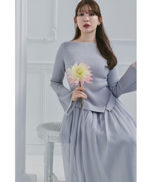 Her lip to(ハーリップトゥー)の「Chiffon Knit Docking Dress(ワンピース・レディース・ブルー系・S/M)」の9枚目の写真
