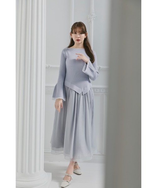 Her lip to(ハーリップトゥー)の「Chiffon Knit Docking Dress(ワンピース・レディース・ブルー系・S/M)」の8枚目の写真