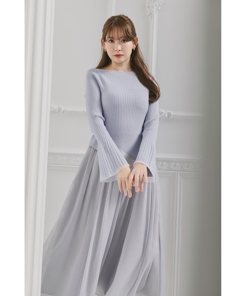 Her lip to(ハーリップトゥー)の「Chiffon Knit Docking Dress(ワンピース・レディース・ブルー系・S/M)」の7枚目の写真
