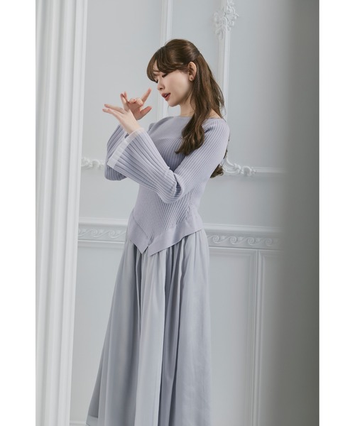 Her lip to(ハーリップトゥー)の「Chiffon Knit Docking Dress(ワンピース・レディース・ブルー系・S/M)」の6枚目の写真