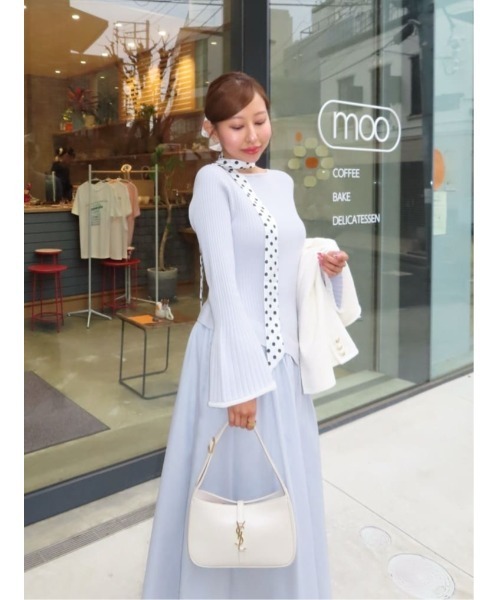 Her lip to(ハーリップトゥー)の「Chiffon Knit Docking Dress(ワンピース・レディース・ブルー系・S/M)」の21枚目の写真