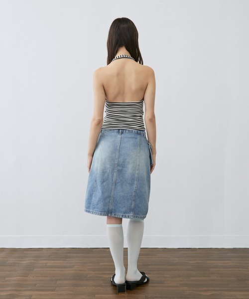Rohwel(ローウェル)の「Border Cup-in Halter Neck Tank / ボーダーカップインホルターネックタンク(タンクトップ・レディース・ホワイト/グレー・FREE)」の14枚目の写真