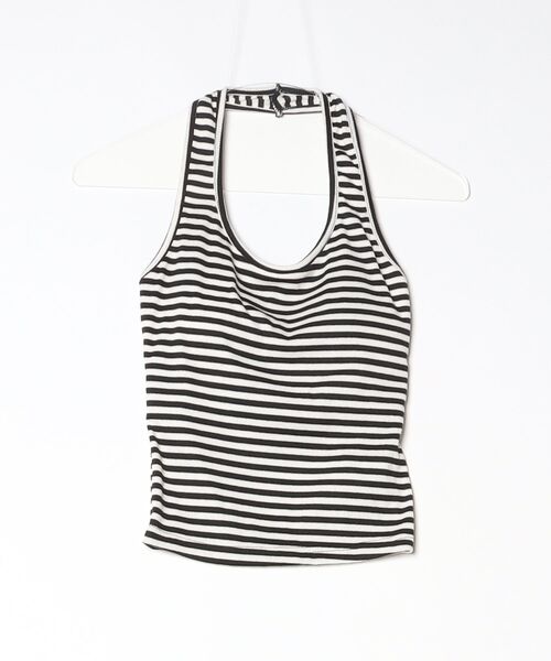 Rohwel(ローウェル)の「Border Cup-in Halter Neck Tank / ボーダーカップインホルターネックタンク(タンクトップ・レディース・ホワイト/グレー・FREE)」の3枚目の写真