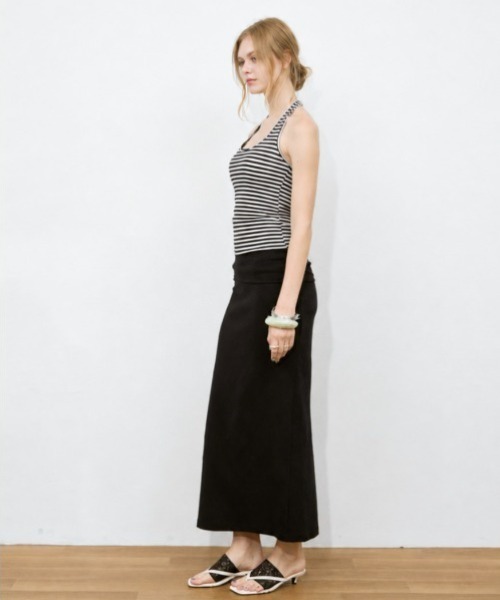 Rohwel(ローウェル)の「Border Cup-in Halter Neck Tank / ボーダーカップインホルターネックタンク(タンクトップ・レディース・ホワイト/グレー・FREE)」の22枚目の写真
