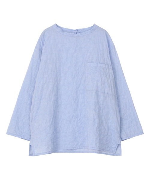 Plantation(プランテーション)の「(S)シャーリーローンⅡ(シャツ/ブラウス・レディース・ライトブルー/ブラック・M size)」の1枚目の写真