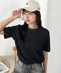 ぽこぽこ素材クルーネック半袖カットソーリラックストップス