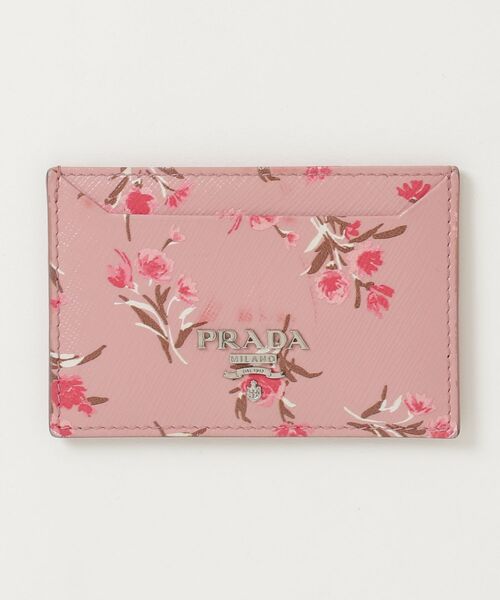 Prada パスケース ピンク ブランド 良品 PRADA プラダ レザー チェーン