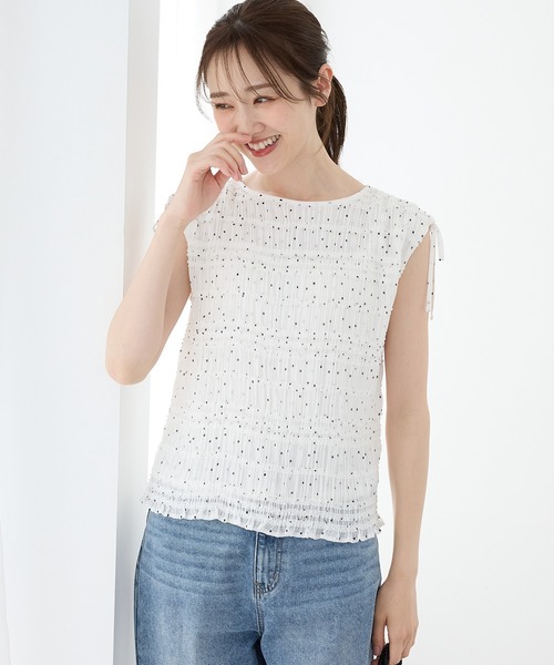 Honeys(ハニーズ)の「【接触冷感】シャーリングブラウス(シャツ/ブラウス・レディース・ネイビー系1/グレイッシュブルー/ホワイト系その他2/ブラック・L/LL/M/S)」の12枚目の写真
